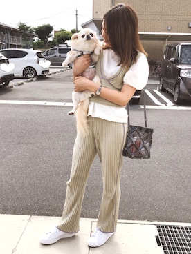 「STUDIOUS(ステュディオス)のアイテム(ベスト)」を使った、さおさん(レディース・158cm)の夏コーディネート