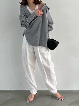「ETRE TOKYO（エトレトウキョウ）のアイテム（その他パンツ）」を使った、mame38さん（レディース・168cm）の春コーディネート