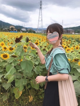 「ひまわり畑」｜「アイテム（アクセサリー）」を使った、✿anemone✿さん（レディース・160cm）の夏コーディネート