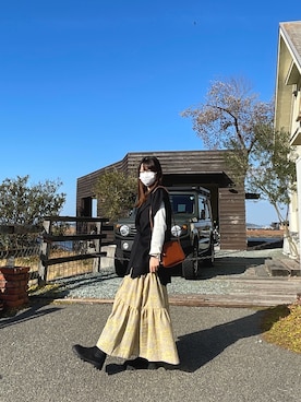 「春カラー」｜「アイテム（ポンチョ）」を使った、✿anemone✿さん（レディース・160cm）の冬コーディネート