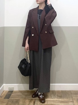 「A part by（アパートバイ）のＷライクテーラードスリットジャケット（テーラードジャケット）」を使った、た ん ばさん（レディース・153cm）の秋コーディネート