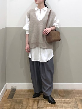 「アイテム（シャツワンピース）」を使った、た ん ばさん（レディース・153cm）の秋コーディネート