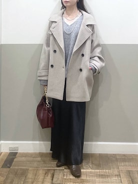 「アイテム（ピーコート）」を使った、た ん ばさん（レディース・153cm）の冬コーディネート