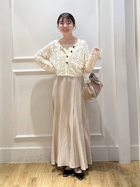 「A part by（アパートバイ）のチェーン2WAYBAG（ショルダーバッグ、ベージュ系）」を使った、ゆいぴさん（レディース・156cm）の春コーディネート