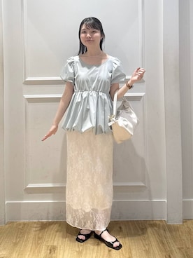 「A part by（アパートバイ）のハートモチーフバッグ（Shoulderbag、ホワイト系）」を使った、ゆいぴさん（レディース・156cm）の夏コーディネート
