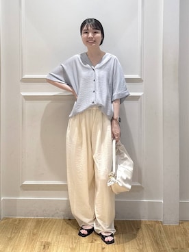 「A part by（アパートバイ）のハートモチーフバッグ（Shoulderbag、ブラック系）」を使った、ゆいぴさん（レディース・156cm）の夏コーディネート