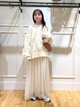 「A part by（アパートバイ）の≪追加3≫ラメチュールプリーツスカート（スカート）」を使った、ゆいぴさん（レディース・156cm）の秋コーディネート