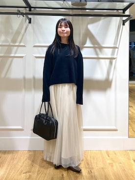 「A part by（アパートバイ）の≪追加3≫ラメチュールプリーツスカート（スカート）」を使った、ゆいぴさん（レディース・156cm）の秋コーディネート