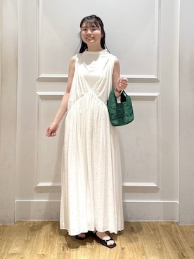 「A part by（アパートバイ）の【今年も登場！】ドットシシュウキャミワンピース（One piece dress、ホワイト系）」を使った、ゆいぴさん（レディース・156cm）の夏コーディネート