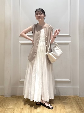「A part by（アパートバイ）のハートモチーフバッグ（Shoulderbag、ホワイト系）」を使った、ゆいぴさん（レディース・156cm）の夏コーディネート