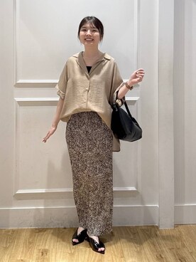 「A part by（アパートバイ）のプリーツイージータイトスカート2≪追加4≫（スカート）」を使った、ゆいぴさん（レディース・156cm）の夏コーディネート