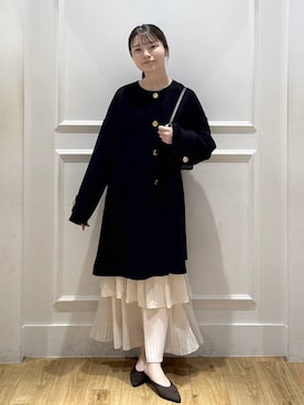 「アイテム（ノーカラーコート）」を使った、ゆいぴさん（レディース・156cm）の秋コーディネート