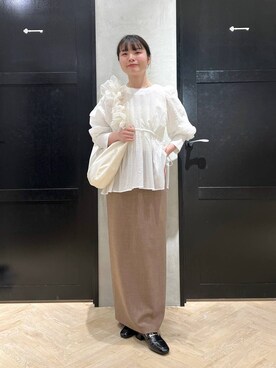 「A part by（アパートバイ）のチュールハンドルトート（ショルダーバッグ）」を使った、ゆいぴさん（レディース・156cm）の冬コーディネート