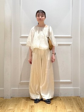 「A part by（アパートバイ）のバルーンドットブラウス（シャツ/ブラウス）」を使った、ゆいぴさん（レディース・156cm）の秋コーディネート