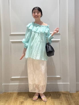 「A part by（アパートバイ）のチェーン2WAYBAG（ショルダーバッグ、ブラック系）」を使った、ゆいぴさん（レディース・156cm）の春コーディネート