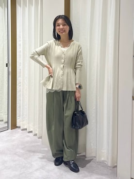 「A part by（アパートバイ）のキンチャクミニショルダバッグ（ショルダーバッグ、ブラック系）」を使った、ゆいぴさん（レディース・156cm）の秋コーディネート