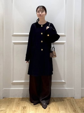 「アイテム（ノーカラーコート）」を使った、ゆいぴさん（レディース・156cm）の秋コーディネート