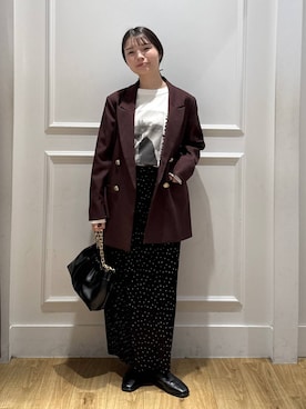 「A part by（アパートバイ）のＷライクテーラードスリットジャケット（テーラードジャケット）」を使った、ゆいぴさん（レディース・156cm）の秋コーディネート