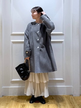 「アイテム（ノーカラーコート）」を使った、ゆいぴさん（レディース・156cm・20代）の秋コーディネート