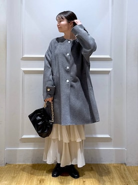 「アイテム（ノーカラーコート）」を使った、ゆいぴさん（レディース・156cm）の秋コーディネート