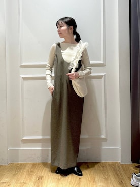 「A part by（アパートバイ）のチュールハンドルトート（ショルダーバッグ）」を使った、ゆいぴさん（レディース・156cm）の秋コーディネート
