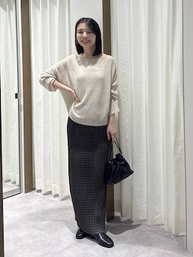 「A part by（アパートバイ）のキンチャクミニショルダバッグ（ショルダーバッグ、ブラック系）」を使った、ゆいぴさん（レディース・156cm）の秋コーディネート