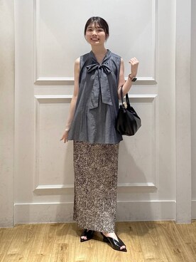 「A part by（アパートバイ）のプリーツイージータイトスカート2≪追加4≫（スカート）」を使った、ゆいぴさん（レディース・156cm）の夏コーディネート