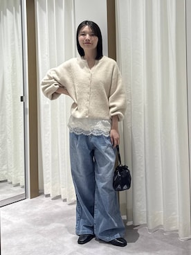 「A part by（アパートバイ）のキンチャクミニショルダバッグ（ショルダーバッグ、ブラック系）」を使った、ゆいぴさん（レディース・156cm）の秋コーディネート