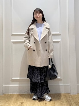 「apart by lowrys」｜「アイテム（ピーコート）」を使った、ゆいぴさん（レディース・156cm）の秋コーディネート