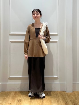 「A part by（アパートバイ）のチュールハンドルトート（ショルダーバッグ）」を使った、ゆいぴさん（レディース・156cm）の秋コーディネート