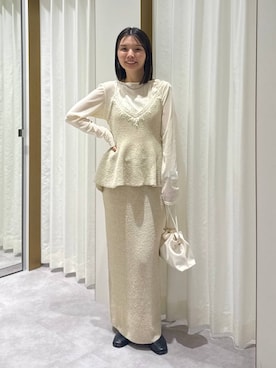 「A part by（アパートバイ）のキンチャクミニショルダバッグ（ショルダーバッグ、ホワイト系）」を使った、ゆいぴさん（レディース・156cm）の秋コーディネート