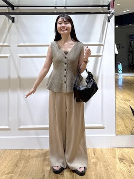 「A part by（アパートバイ）のアイテム（ベスト）」を使った、ゆいぴさん（レディース・156cm）の夏コーディネート