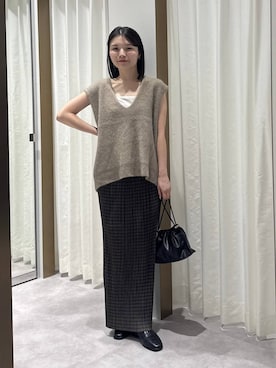 「A part by（アパートバイ）のキンチャクミニショルダバッグ（ショルダーバッグ、ブラック系）」を使った、ゆいぴさん（レディース・156cm）の秋コーディネート
