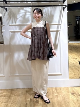 「A part by（アパートバイ）のキンチャクミニショルダバッグ（ショルダーバッグ、ブラック系）」を使った、ゆいぴさん（レディース・156cm）の夏コーディネート