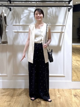 「A part by（アパートバイ）のリブニットタンク（ニット/セーター、グレー系）」を使った、ゆいぴさん（レディース・156cm）の夏コーディネート