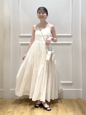 「A part by（アパートバイ）のダブルストラップミュール（Pumps、ブラック系）」を使った、ゆいぴさん（レディース・156cm）の夏コーディネート