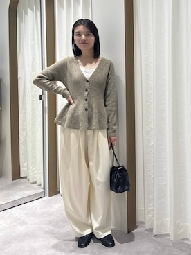 「A part by（アパートバイ）のキンチャクミニショルダバッグ（ショルダーバッグ、ブラック系）」を使った、ゆいぴさん（レディース・156cm）の秋コーディネート