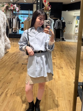 「アイテム（シャツワンピース）」を使った、ゆいぴさん（レディース・156cm）の秋コーディネート