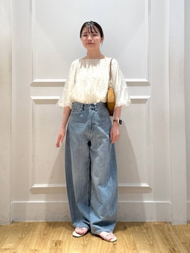 「A part by（アパートバイ）のバルーンドットブラウス（シャツ/ブラウス）」を使った、ゆいぴさん（レディース・156cm）の夏コーディネート