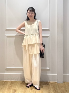 「A part by（アパートバイ）のウェーブバーネックレス（Necklace、ゴールド系）」を使った、ゆいぴさん（レディース・156cm）の夏コーディネート