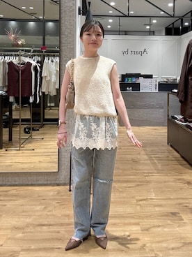 「アイテム（チュニック）」を使った、ゆいぴさん（レディース・156cm）の夏コーディネート