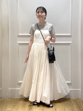 「A part by（アパートバイ）のダブルストラップミュール（Pumps、ブラック系）」を使った、ゆいぴさん（レディース・156cm）の夏コーディネート