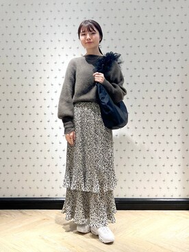 「A part by（アパートバイ）のチュールハンドルトート（ショルダーバッグ）」を使った、ゆいぴさん（レディース・156cm）の冬コーディネート