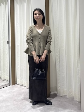 「A part by（アパートバイ）のキンチャクミニショルダバッグ（ショルダーバッグ、ブラック系）」を使った、ゆいぴさん（レディース・156cm）の秋コーディネート