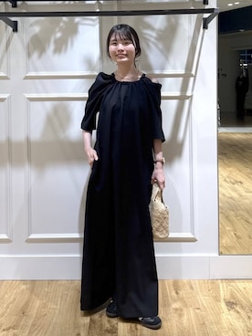 「A part by（アパートバイ）のオフショルリボンワンピース（ワンピース、ブラック系）」を使った、ゆいぴさん（レディース・156cm）の春コーディネート