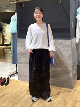「A part by（アパートバイ）のmattis_トートバッグ（トートバッグ、ブルー系）」を使った、ゆいぴさん（レディース・156cm）の春コーディネート