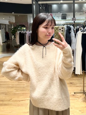 「A part by（アパートバイ）のシャギーニットプルオーバー（ニット/セーター）」を使った、ゆいぴさん（レディース・156cm）の冬コーディネート