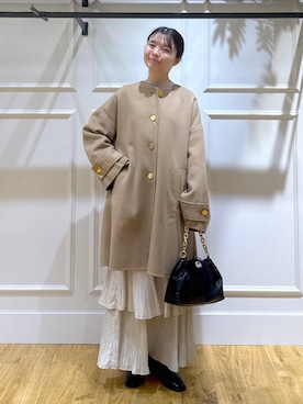 「アイテム（ノーカラーコート）」を使った、ゆいぴさん（レディース・156cm・20代）の秋コーディネート