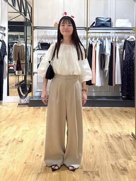 「A part by（アパートバイ）のバルーンドットブラウス（シャツ/ブラウス）」を使った、ゆいぴさん（レディース・156cm）の夏コーディネート