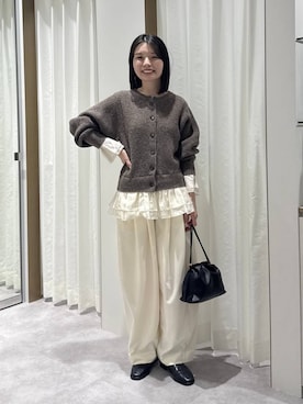 「A part by（アパートバイ）のキンチャクミニショルダバッグ（ショルダーバッグ、ブラック系）」を使った、ゆいぴさん（レディース・156cm）の秋コーディネート